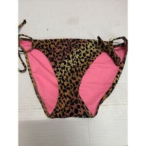 PINK Victorias Secret Yellow‎ Orange Black Print Bikini Swim Bottom Size Small
